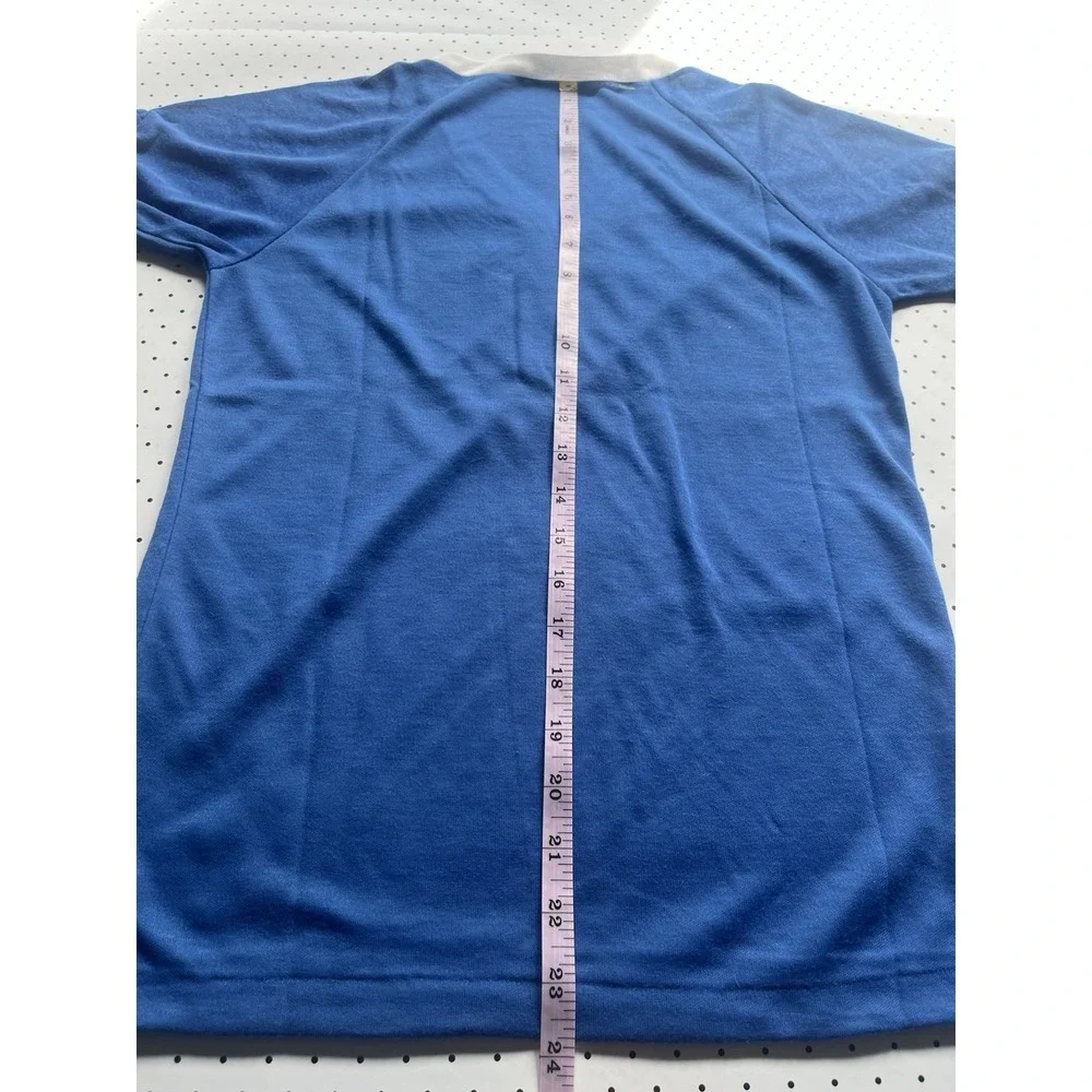 Vintage Blue White Ringer Shirt Retro Gymcore Soft Minimal Tee - Picture 5 of 7
